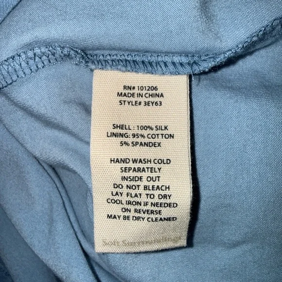 Soft Surroundings Womens PMedium Blue Silk Starling Embroidered Dress Bohemian - Picture 7 of 8